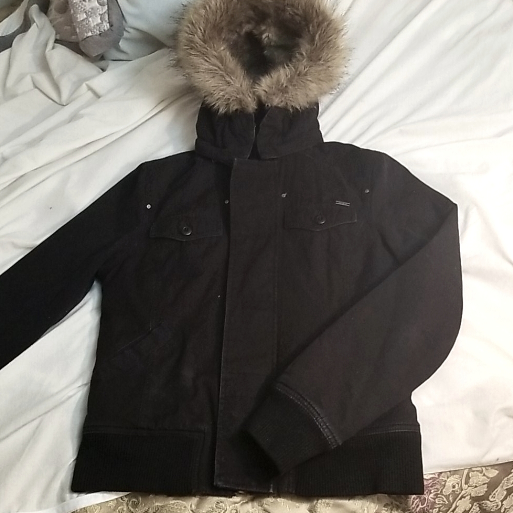 COPY - TNA Aritzia fur lined black coat